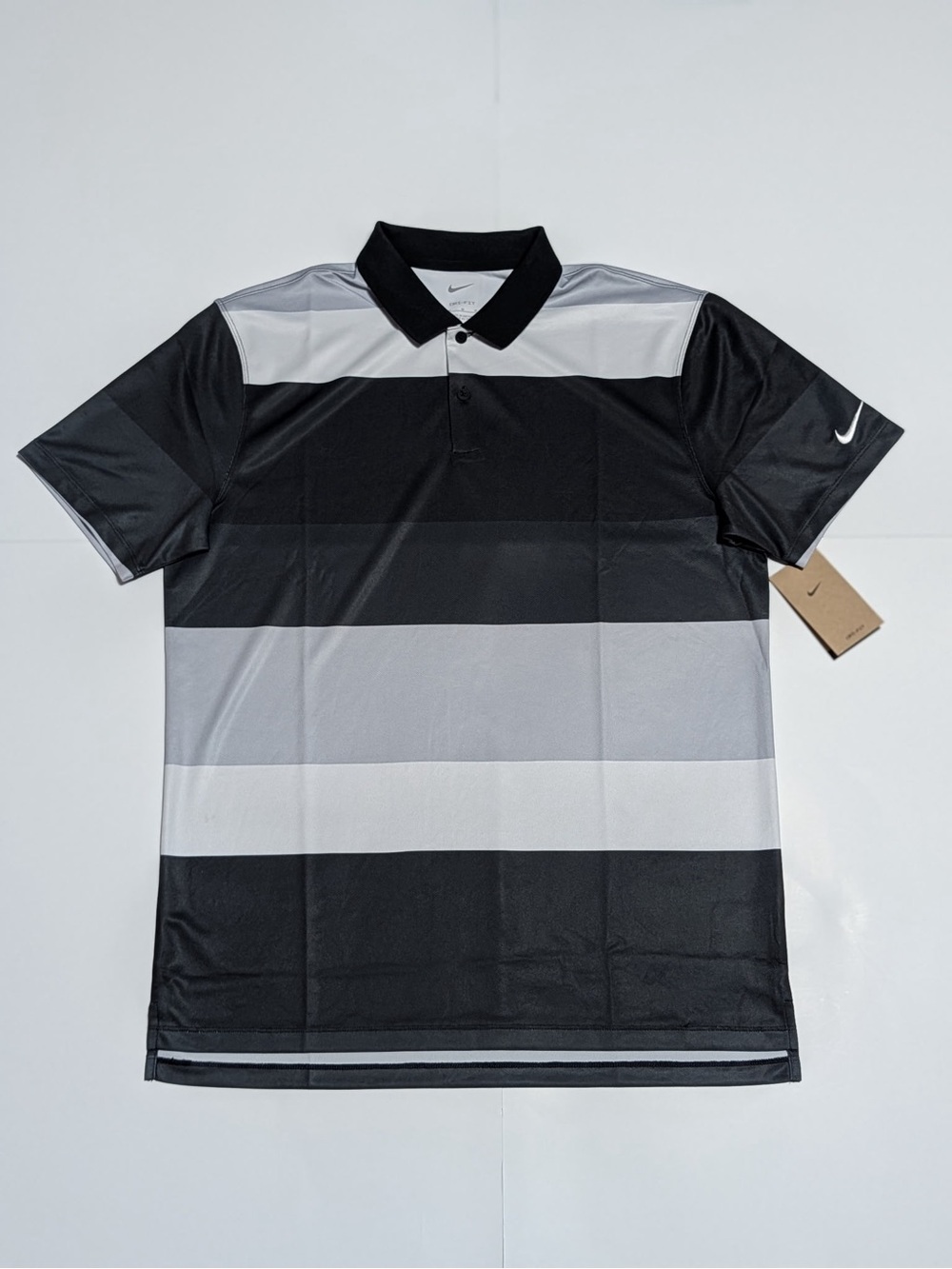 Nike Dri-FIT Victory + Golf Polo FZ7452-010 black striped men’s size M NEW